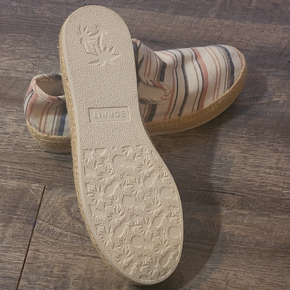 Esprit Nadine Striped Size 9 Espadrilles Flat Casual Shoes Neutrals